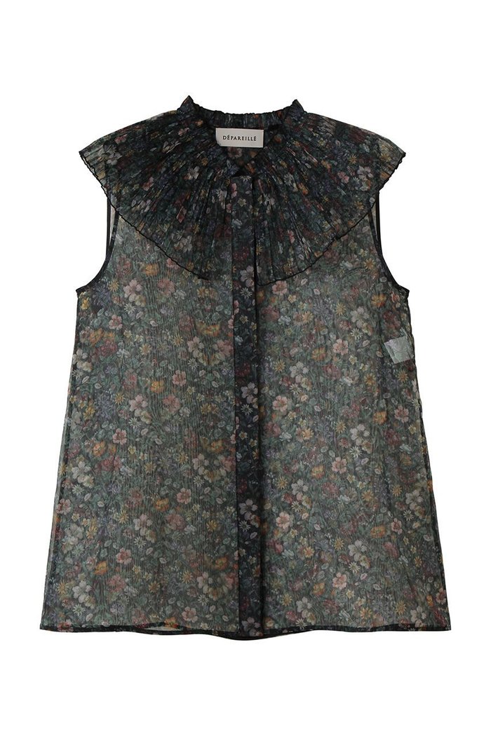 【デパリエ/DEPAREILLE】のフラワーオーガンジーブラウス インテリア・キッズ・メンズ・レディースファッション・服の通販 founy(ファニー) https://founy.com/ ファッション Fashion レディースファッション Fashion for Women トップス・カットソー Cut & Sew Tops キャミソール&ノースリーブ Camisoles & Sleeveless Tops シャツ・ブラウス・オフィスカジュアル Elegant Blouses & Button-Ups オーガンジー Organza Fabric シアー Sheer, See-Through セレモニー Ceremony ダウン Down, Puffer デニム Denim, Jeans Material ノースリーブ Sleeveless, No-Sleeve フラワー Flower, Floral モチーフ Motif, Design Theme ラッフル Ruffle, Frill 新作・新入荷 New Arrivals / New In |ID: prp329100004923173 ipo3291000000036940728