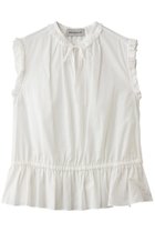 【デパリエ/DEPAREILLE】のラミーコットンスリーブレスフリルブラウス 人気、トレンドファッション・服の通販 founy(ファニー) ファッション Fashion レディースファッション Fashion for Women トップス・カットソー Cut & Sew Tops キャミソール&ノースリーブ Camisoles & Sleeveless Tops シャツ・ブラウス・オフィスカジュアル Elegant Blouses & Button-Ups センター Center, Center Line デニム Denim, Jeans Material ノースリーブ Sleeveless, No-Sleeve フェミニン Feminine, Girly フリル Frill, Ruffle リボン Ribbon, Bow エレガント 上品 Elegant 再入荷 Restock / Back in Stock 夏 Summer thumbnail オフホワイト|ID: prp329100004923188 ipo3291000000036940881