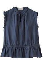 【デパリエ/DEPAREILLE】のラミーコットンスリーブレスフリルブラウス 人気、トレンドファッション・服の通販 founy(ファニー) ファッション Fashion レディースファッション Fashion for Women トップス・カットソー Cut & Sew Tops キャミソール&ノースリーブ Camisoles & Sleeveless Tops シャツ・ブラウス・オフィスカジュアル Elegant Blouses & Button-Ups センター Center, Center Line デニム Denim, Jeans Material ノースリーブ Sleeveless, No-Sleeve フェミニン Feminine, Girly フリル Frill, Ruffle リボン Ribbon, Bow エレガント 上品 Elegant 再入荷 Restock / Back in Stock 夏 Summer thumbnail ブルー|ID: prp329100004923188 ipo3291000000036940883