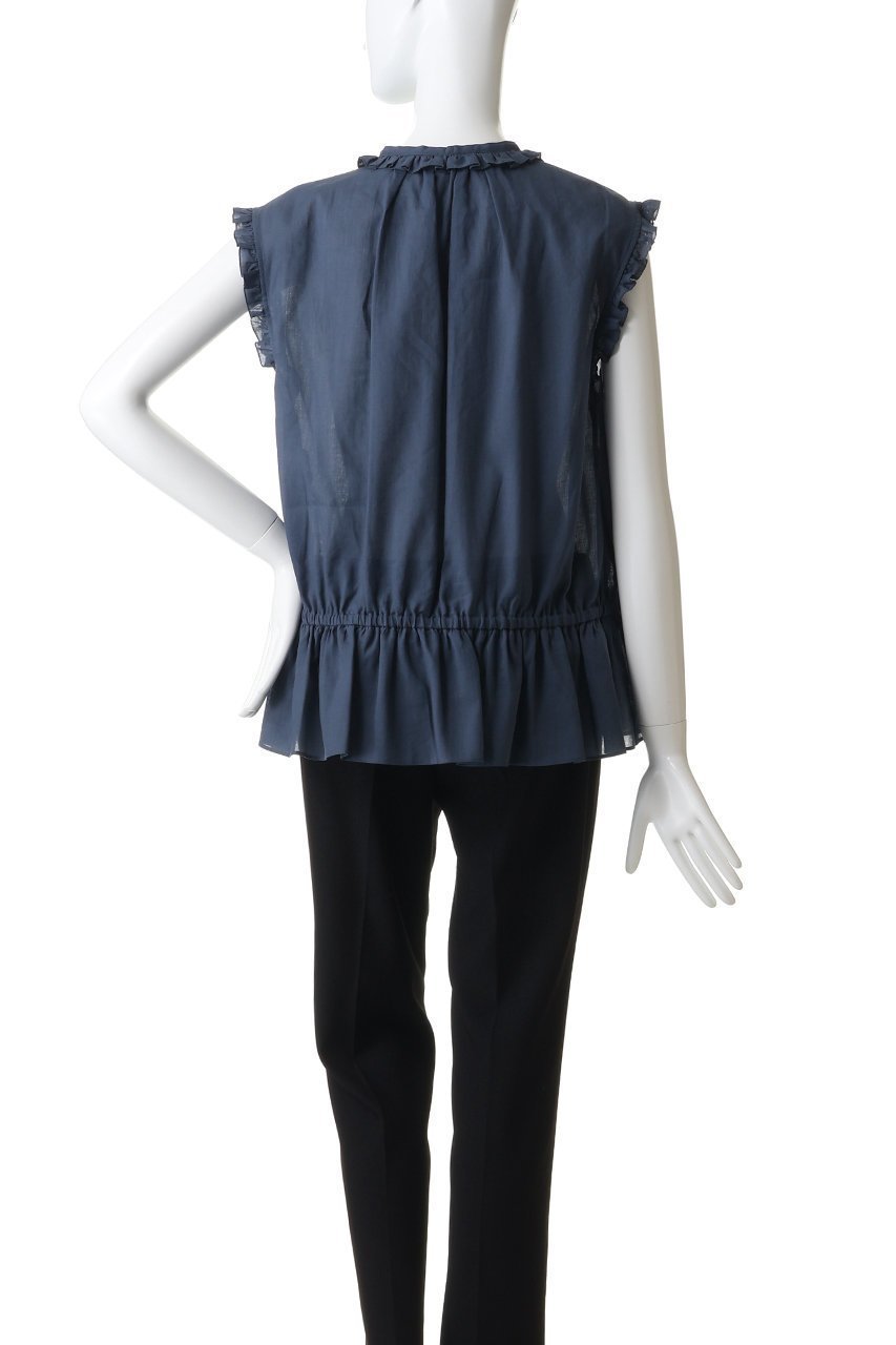 【デパリエ/DEPAREILLE】のラミーコットンスリーブレスフリルブラウス 人気、トレンドファッション・服の通販 founy(ファニー) 　ファッション　Fashion　レディースファッション　Fashion for Women　トップス・カットソー　Cut & Sew Tops　キャミソール&ノースリーブ　Camisoles & Sleeveless Tops　シャツ・ブラウス・オフィスカジュアル　Elegant Blouses & Button-Ups　センター　Center, Center Line　デニム　Denim, Jeans Material　ノースリーブ　Sleeveless, No-Sleeve　フェミニン　Feminine, Girly　フリル　Frill, Ruffle　リボン　Ribbon, Bow　エレガント 上品　Elegant　再入荷　Restock / Back in Stock　夏　Summer　other-4|ID: prp329100004923188 ipo3291000000036940891