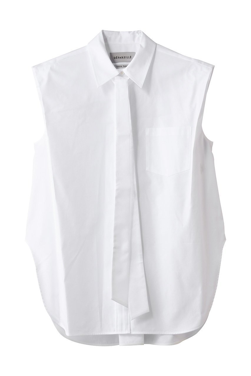 【デパリエ/DEPAREILLE】のコットンツイルスリーブレスボウブラウス 人気、トレンドファッション・服の通販 founy(ファニー) 　ファッション　Fashion　レディースファッション　Fashion for Women　トップス・カットソー　Cut & Sew Tops　キャミソール&ノースリーブ　Camisoles & Sleeveless Tops　シャツ・ブラウス・オフィスカジュアル　Elegant Blouses & Button-Ups　カッティング　Cutting Detail　クラシック　Classic, Timeless Style　サマー　Summer, Summer Style　ノースリーブ　Sleeveless, No-Sleeve　モダン　Modern, Contemporary　夏　Summer　新作・新入荷　New Arrivals / New In　 other-1|ID: prp329100004923189 ipo3291000000036940895