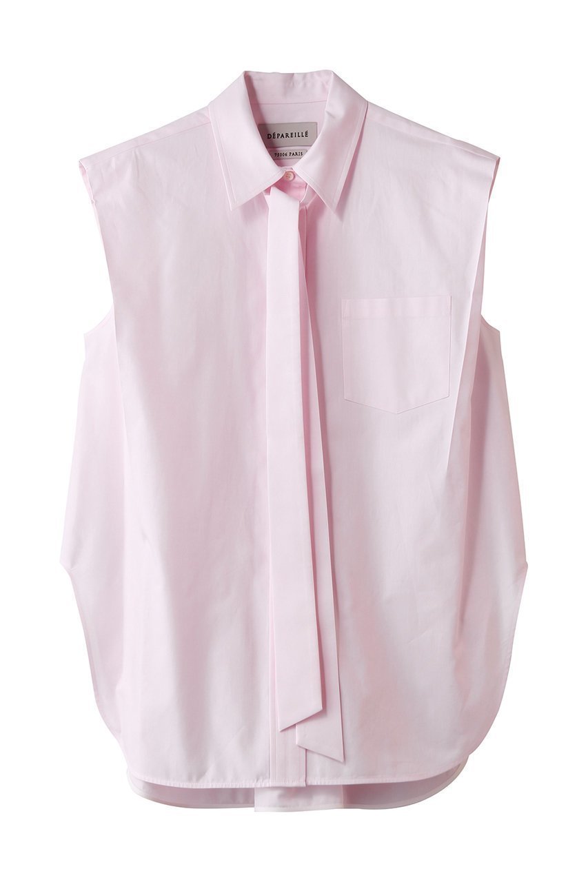【デパリエ/DEPAREILLE】のコットンツイルスリーブレスボウブラウス インテリア・キッズ・メンズ・レディースファッション・服の通販 founy(ファニー) 　ファッション　Fashion　レディースファッション　Fashion for Women　トップス・カットソー　Cut & Sew Tops　キャミソール&ノースリーブ　Camisoles & Sleeveless Tops　シャツ・ブラウス・オフィスカジュアル　Elegant Blouses & Button-Ups　カッティング　Cutting Detail　クラシック　Classic, Timeless Style　サマー　Summer, Summer Style　ノースリーブ　Sleeveless, No-Sleeve　モダン　Modern, Contemporary　夏　Summer　新作・新入荷　New Arrivals / New In　ピンク|ID: prp329100004923189 ipo3291000000036940899