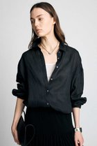 【ブリル/BRILL】のリネンワイヤーカラーシャツ ブラック|ID:prp329100004923198