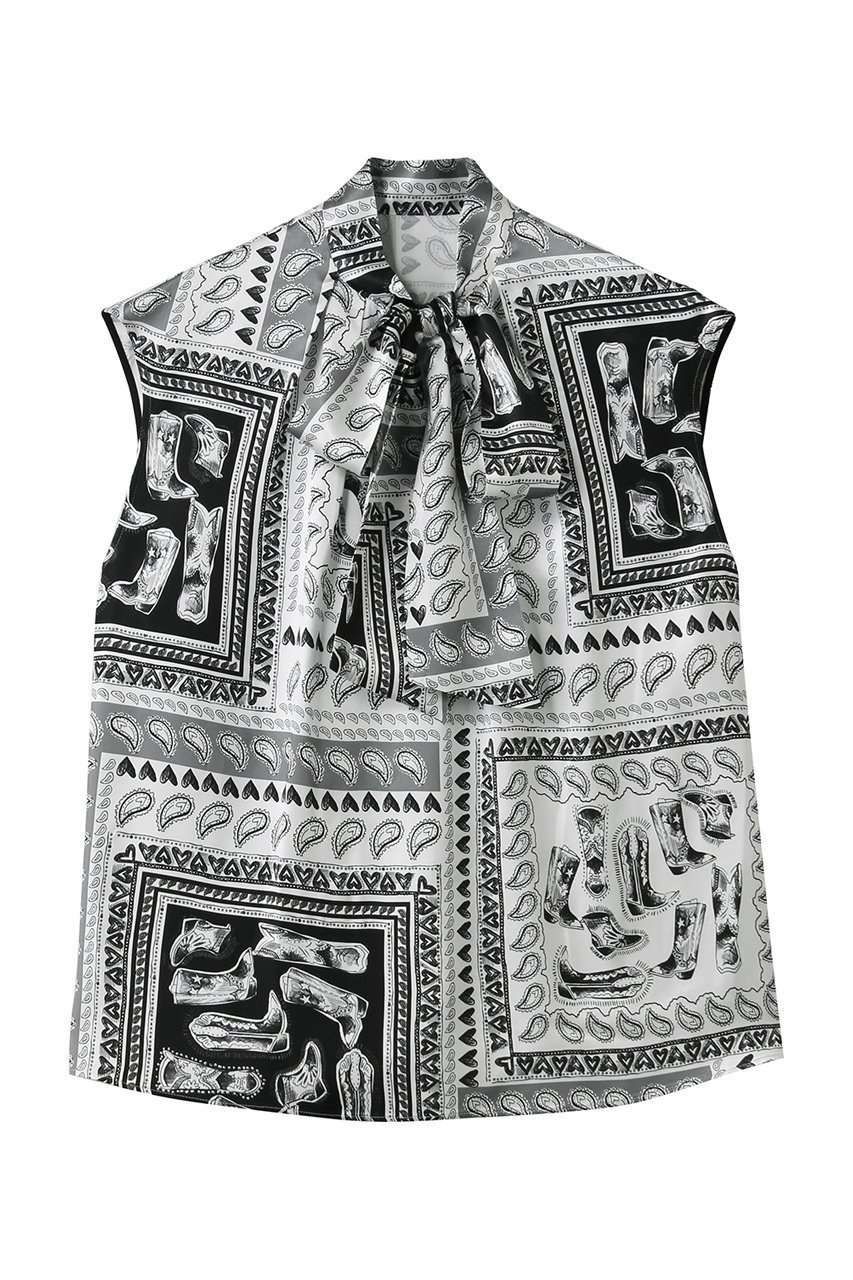 【アルアバイル/allureville】の【Loulou Willoughby】ウエスタンスカーフPTリボンブラウス インテリア・キッズ・メンズ・レディースファッション・服の通販 founy(ファニー) 　ファッション　Fashion　レディースファッション　Fashion for Women　トップス・カットソー　Cut & Sew Tops　シャツ・ブラウス・オフィスカジュアル　Elegant Blouses & Button-Ups　ウエスタン　Western Style　シューズ　Shoes, Footwear　スカーフ　Scarf, Neckwear　スリーブ　Sleeve, Long Sleeve / Short Sleeve　フェミニン　Feminine, Girly　プリント　Print, Printed Pattern　リボン　Ribbon, Bow　ロング　Long, Long-Length　新作・新入荷　New Arrivals / New In　ブラック|ID: prp329100004923204 ipo3291000000036941026