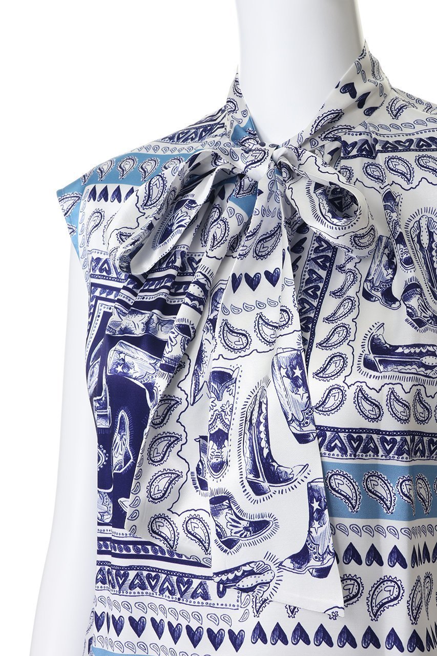 【アルアバイル/allureville】の【Loulou Willoughby】ウエスタンスカーフPTリボンブラウス 人気、トレンドファッション・服の通販 founy(ファニー) 　ファッション　Fashion　レディースファッション　Fashion for Women　トップス・カットソー　Cut & Sew Tops　シャツ・ブラウス・オフィスカジュアル　Elegant Blouses & Button-Ups　ウエスタン　Western Style　シューズ　Shoes, Footwear　スカーフ　Scarf, Neckwear　スリーブ　Sleeve, Long Sleeve / Short Sleeve　フェミニン　Feminine, Girly　プリント　Print, Printed Pattern　リボン　Ribbon, Bow　ロング　Long, Long-Length　新作・新入荷　New Arrivals / New In　other-5|ID: prp329100004923204 ipo3291000000036941034