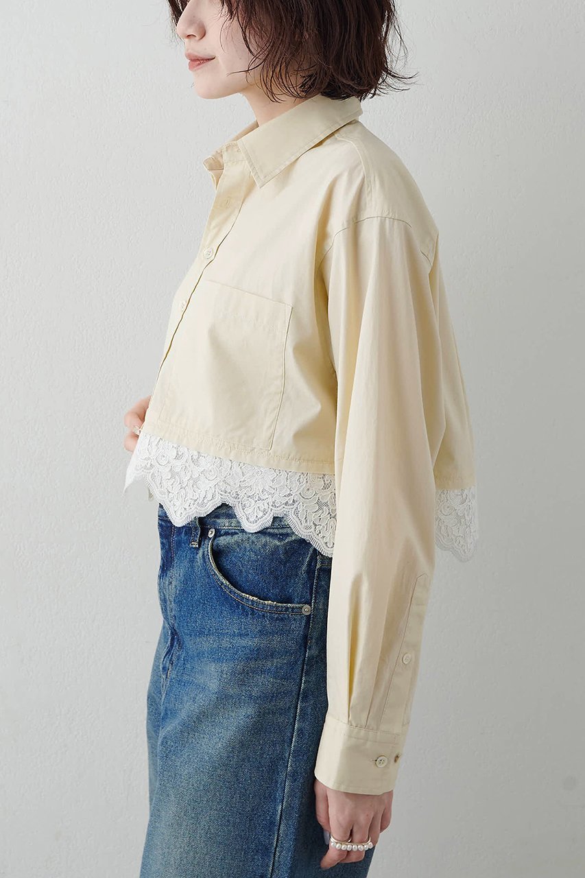 【ウィムガゼット/Whim Gazette】のレースコンビシャツ 人気、トレンドファッション・服の通販 founy(ファニー) 　ファッション　Fashion　レディースファッション　Fashion for Women　トップス・カットソー　Cut & Sew Tops　シャツ・ブラウス・オフィスカジュアル　Elegant Blouses & Button-Ups　ショート　Short, Short Length　スリーブ　Sleeve, Long Sleeve / Short Sleeve　ドッキング　Docking, Mixed Material　フェミニン　Feminine, Girly　レース　Lace, Lace Fabric　ロング　Long, Long-Length　新作・新入荷　New Arrivals / New In　other-3|ID: prp329100004923217 ipo3291000000036941116