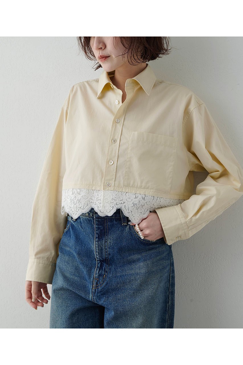 【ウィムガゼット/Whim Gazette】のレースコンビシャツ 人気、トレンドファッション・服の通販 founy(ファニー) 　ファッション　Fashion　レディースファッション　Fashion for Women　トップス・カットソー　Cut & Sew Tops　シャツ・ブラウス・オフィスカジュアル　Elegant Blouses & Button-Ups　ショート　Short, Short Length　スリーブ　Sleeve, Long Sleeve / Short Sleeve　ドッキング　Docking, Mixed Material　フェミニン　Feminine, Girly　レース　Lace, Lace Fabric　ロング　Long, Long-Length　新作・新入荷　New Arrivals / New In　other-6|ID: prp329100004923217 ipo3291000000036941122