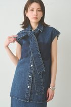 【ウィムガゼット/Whim Gazette】のデニムボウノースリーブシャツ インディゴブルー|ID:prp329100004923218