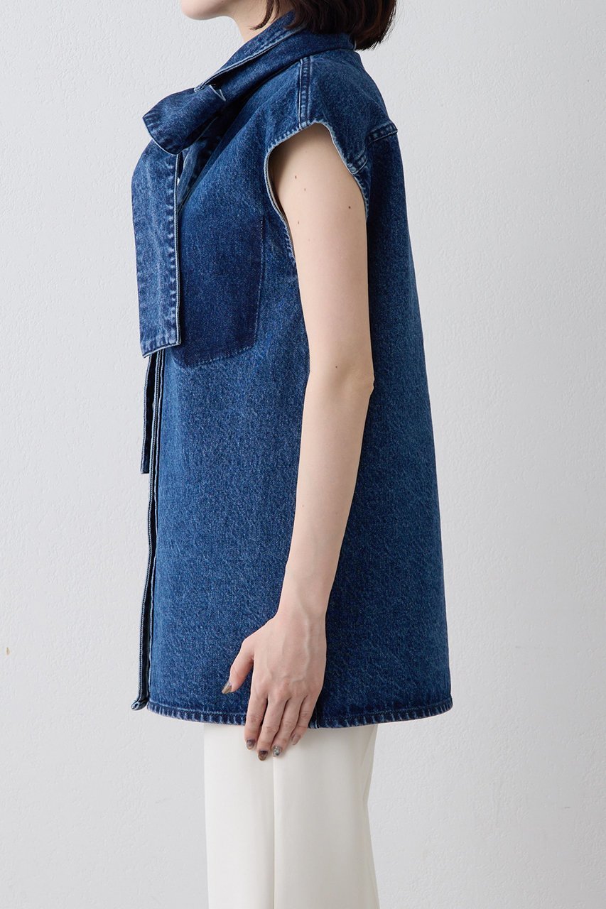 【ウィムガゼット/Whim Gazette】のデニムボウノースリーブシャツ 人気、トレンドファッション・服の通販 founy(ファニー) 　ファッション　Fashion　レディースファッション　Fashion for Women　トップス・カットソー　Cut & Sew Tops　キャミソール&ノースリーブ　Camisoles & Sleeveless Tops　シャツ・ブラウス・オフィスカジュアル　Elegant Blouses & Button-Ups　おすすめ　Recommended / Our Picks　ショート　Short, Short Length　スリーブ　Sleeve, Long Sleeve / Short Sleeve　セットアップ　Set-Up, Coordinated Outfit　デニム　Denim, Jeans Material　ノースリーブ　Sleeveless, No-Sleeve　バランス　Balance, Style Balance　新作・新入荷　New Arrivals / New In　other-7|ID: prp329100004923218 ipo3291000000036941141