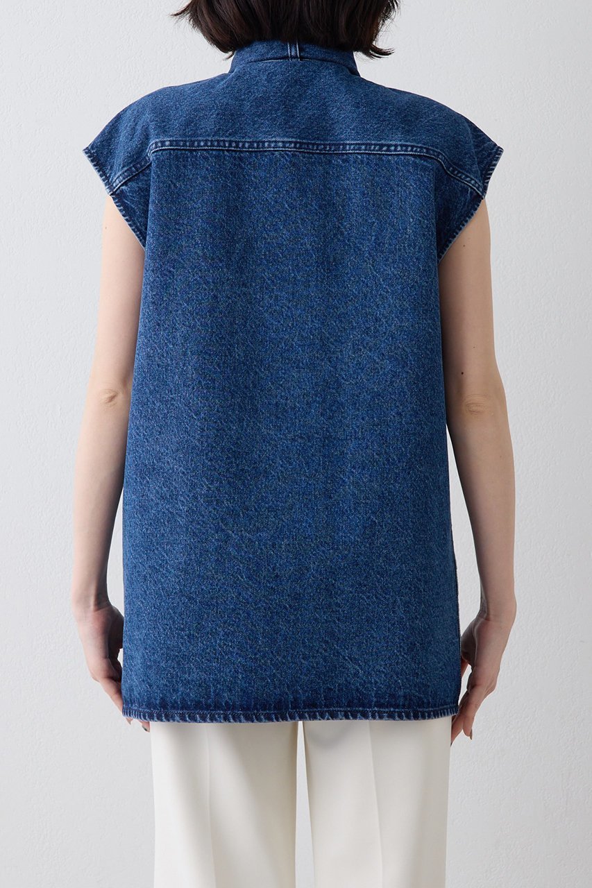 【ウィムガゼット/Whim Gazette】のデニムボウノースリーブシャツ 人気、トレンドファッション・服の通販 founy(ファニー) 　ファッション　Fashion　レディースファッション　Fashion for Women　トップス・カットソー　Cut & Sew Tops　キャミソール&ノースリーブ　Camisoles & Sleeveless Tops　シャツ・ブラウス・オフィスカジュアル　Elegant Blouses & Button-Ups　おすすめ　Recommended / Our Picks　ショート　Short, Short Length　スリーブ　Sleeve, Long Sleeve / Short Sleeve　セットアップ　Set-Up, Coordinated Outfit　デニム　Denim, Jeans Material　ノースリーブ　Sleeveless, No-Sleeve　バランス　Balance, Style Balance　新作・新入荷　New Arrivals / New In　other-8|ID: prp329100004923218 ipo3291000000036941144