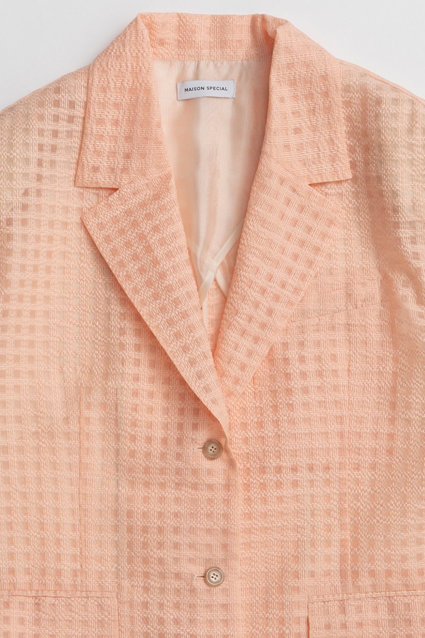 【メゾンスペシャル/MAISON SPECIAL】のHalf-Sleeve Sheer Check Jacket/ハーフスリーブシアーチェックジャケット 人気、トレンドファッション・服の通販 founy(ファニー) 　ファッション　Fashion　レディースファッション　Fashion for Women　アウター　Coat / Outerwear Collection　レディースジャケット・軽アウター　Jackets　おすすめ　Recommended / Our Picks　オレンジ　Orange　オーガンジー　Organza Fabric　サマー　Summer, Summer Style　シアー　Sheer, See-Through　ジャケット　Jacket, Outerwear　セットアップ　Set-Up, Coordinated Outfit　チェック　Check, Plaid, Tartan　再入荷　Restock / Back in Stock　夏　Summer　other-2|ID: prp329100004923249 ipo3291000000036941456