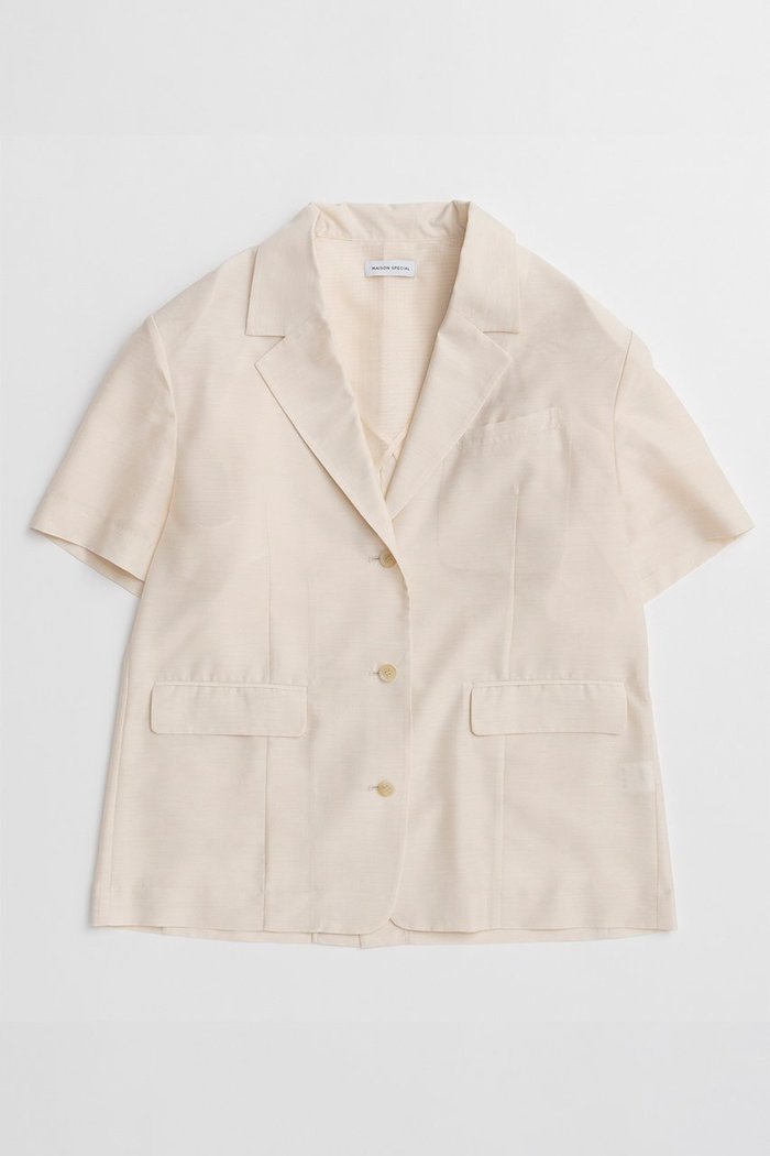 【メゾンスペシャル/MAISON SPECIAL】のHalf-Sleeve Sheer Suiting Jacket/ハーフスリーブシアースーチングジャケット インテリア・キッズ・メンズ・レディースファッション・服の通販 founy(ファニー) https://founy.com/ ファッション Fashion レディースファッション Fashion for Women アウター Coat / Outerwear Collection レディースジャケット・軽アウター Jackets ジャケット Jacket, Outerwear セットアップ Set-Up, Coordinated Outfit メッシュ Mesh, Net Fabric エレガント 上品 Elegant 再入荷 Restock / Back in Stock 夏 Summer |ID: prp329100004923252 ipo3291000000036941471