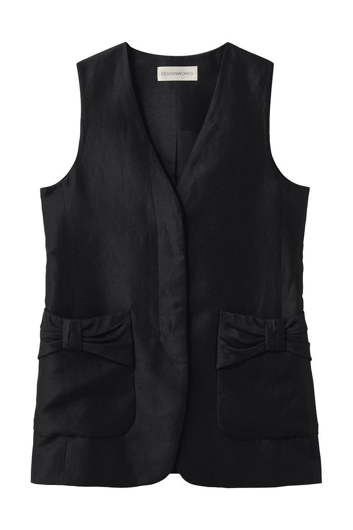 【デザイン ワークス/DESIGN WORKS】のリネン混リボンディティールジレ インテリア・キッズ・メンズ・レディースファッション・服の通販 founy(ファニー) https://founy.com/ ファッション Fashion レディースファッション Fashion for Women アウター Coat / Outerwear Collection レディースジャケット・軽アウター Jackets シェイプ Shape, Slim Fit ジャケット Jacket, Outerwear フェミニン Feminine, Girly ベスト Vest, Waistcoat ポケット Pocket, Pocket Detail マニッシュ Mannish, Boyish リネン Linen, Linen Fabric リボン Ribbon, Bow 夏 Summer 新作・新入荷 New Arrivals / New In 春 Spring S/S・春夏 SS, Spring/Summer, Warm Season |ID: prp329100004923320 ipo3291000000036942113