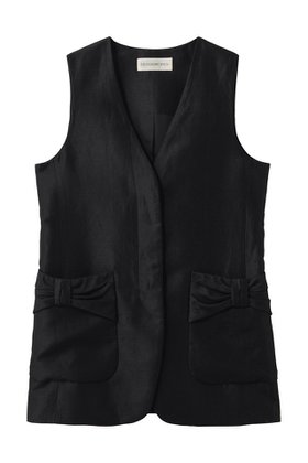 【デザイン ワークス/DESIGN WORKS】のリネン混リボンディティールジレ 人気、トレンドファッション・服の通販 founy(ファニー) ファッション Fashion レディースファッション Fashion for Women アウター Coat / Outerwear Collection レディースジャケット・軽アウター Jackets シェイプ Shape, Slim Fit ジャケット Jacket, Outerwear フェミニン Feminine, Girly ベスト Vest, Waistcoat ポケット Pocket, Pocket Detail マニッシュ Mannish, Boyish リネン Linen, Linen Fabric リボン Ribbon, Bow 夏 Summer 新作・新入荷 New Arrivals / New In 春 Spring S/S・春夏 SS, Spring/Summer, Warm Season |ID:prp329100004923320