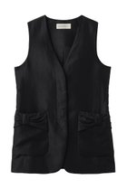 【デザイン ワークス/DESIGN WORKS】のリネン混リボンディティールジレ ブラック|ID:prp329100004923320