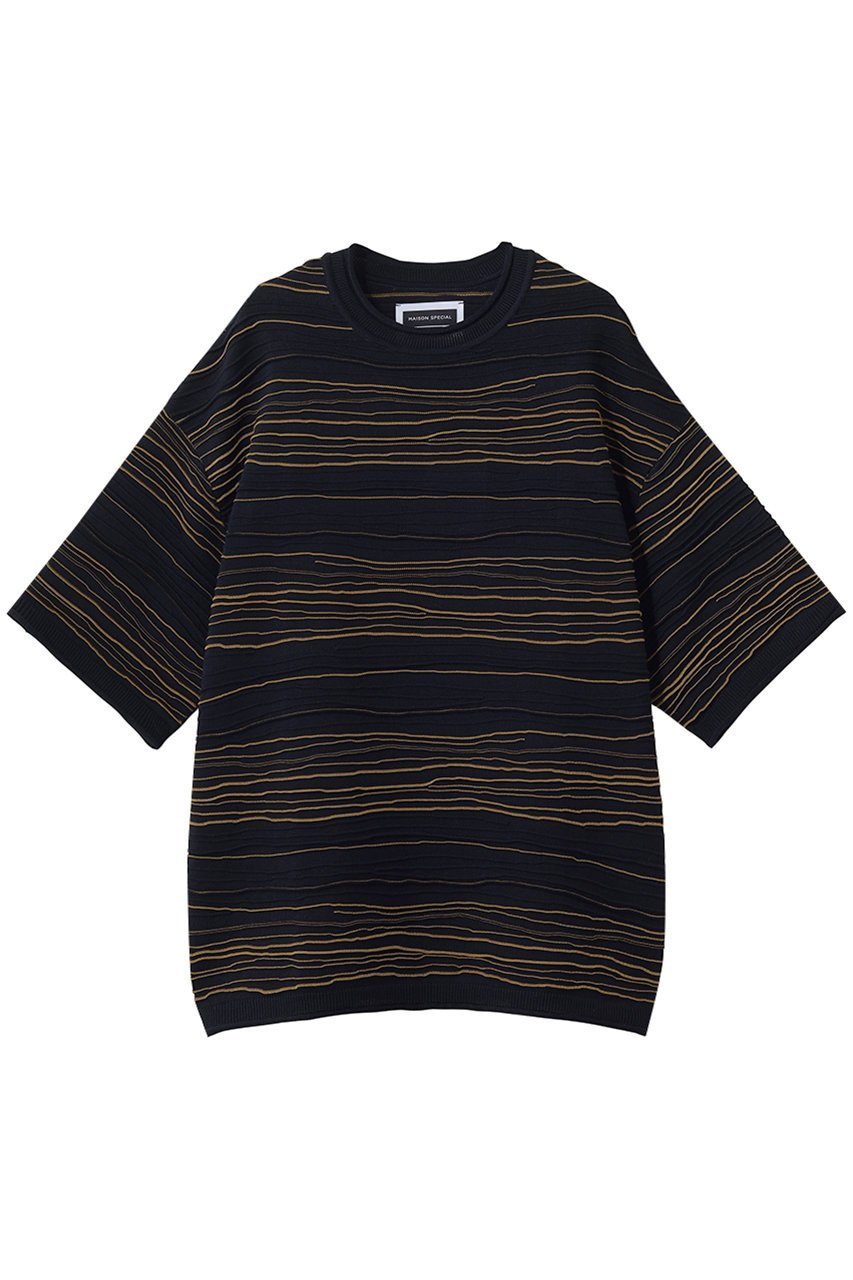 【メゾンスペシャル/MAISON SPECIAL】の【UNISEX】ドローイングピンタックニットボーダー S/S TEE インテリア・キッズ・メンズ・レディースファッション・服の通販 founy(ファニー) ファッション Fashion レディースファッション Fashion for Women トップス・カットソー Cut & Sew Tops ニット Knit Tops & Sweaters カジュアルプルオーバー・ニットトップス Pullovers & Knit Tops / Casual Pullovers ユニセックス Unisex, Genderless ハンド Hand, Handmade ボーダー Border, Stripe 夏 Summer 新作・新入荷 New Arrivals / New In S/S・春夏 SS, Spring/Summer, Warm Season NVY(ネイビー)|ID: prp329100004923352 ipo3291000000036942415