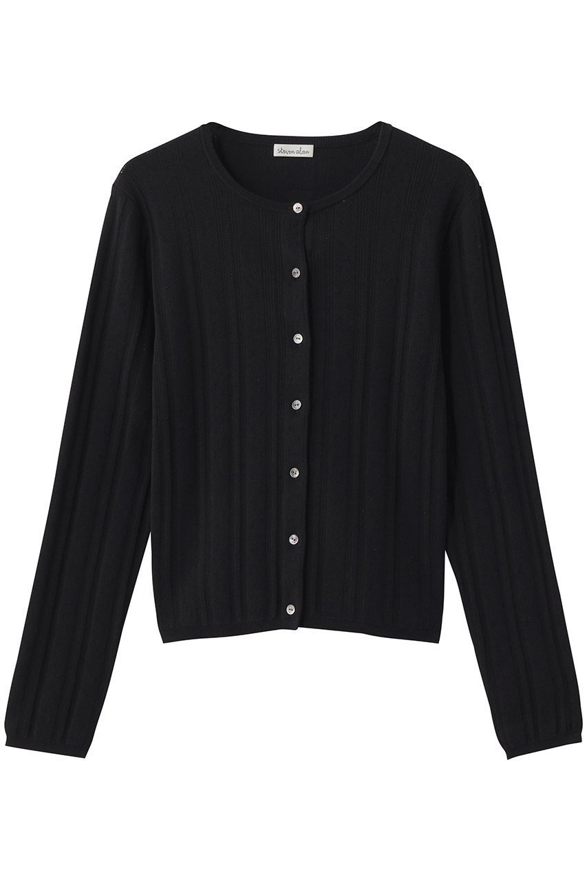 【スティーブンアラン/steven alan】のアイレット カーディガン インテリア・キッズ・メンズ・レディースファッション・服の通販 founy(ファニー) 　ファッション　Fashion　レディースファッション　Fashion for Women　トップス・カットソー　Cut & Sew Tops　ニット　Knit Tops & Sweaters　カーディガン・羽織り　Layered Style Cardigans　アイレット　Eyelet Lace　カーディガン　Cardigan, Knitwear　シンプル　Simple, Minimal　ボトム　Bottoms, Lower Wear　新作・新入荷　New Arrivals / New In　ブラック|ID: prp329100004923372 ipo3291000000036942527