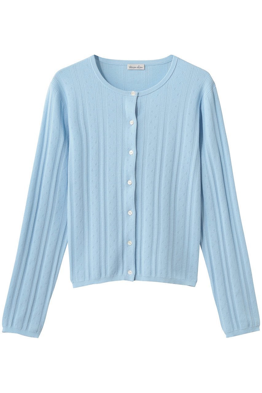 【スティーブンアラン/steven alan】のアイレット カーディガン インテリア・キッズ・メンズ・レディースファッション・服の通販 founy(ファニー) 　ファッション　Fashion　レディースファッション　Fashion for Women　トップス・カットソー　Cut & Sew Tops　ニット　Knit Tops & Sweaters　カーディガン・羽織り　Layered Style Cardigans　アイレット　Eyelet Lace　カーディガン　Cardigan, Knitwear　シンプル　Simple, Minimal　ボトム　Bottoms, Lower Wear　新作・新入荷　New Arrivals / New In　ライトブルー|ID: prp329100004923372 ipo3291000000036942528