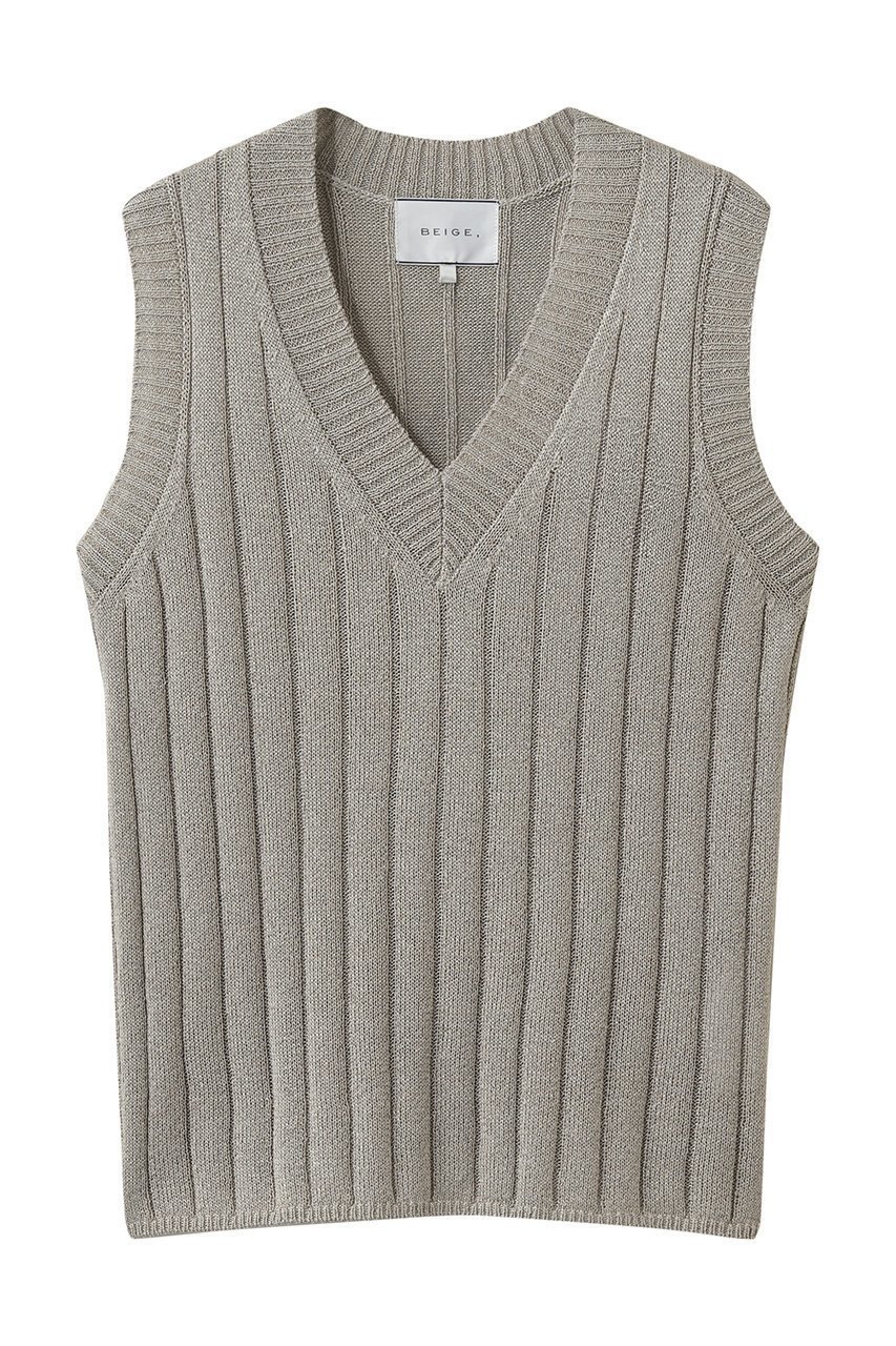 【ベイジ,/BEIGE,】のOPTICAL(オプティカル)/ペーパーヤーン Vネックリブニット インテリア・キッズ・メンズ・レディースファッション・服の通販 founy(ファニー) 　ファッション　Fashion　レディースファッション　Fashion for Women　トップス・カットソー　Cut & Sew Tops　ニット　Knit Tops & Sweaters　カジュアルプルオーバー・ニットトップス　Pullovers & Knit Tops / Casual Pullovers　Vネックトップス　V-Neck Tops / V-Cut Neckline Shirts　ジャケット　Jacket, Outerwear　デコルテ　Décolleté, Neckline　ノースリーブ　Sleeveless, No-Sleeve　ワイドリブ　Wide Rib, Wide Ribbed Knit　新作・新入荷　New Arrivals / New In　軽量　Lightweight, Ultra Light　Flax|ID: prp329100004923375 ipo3291000000036942546