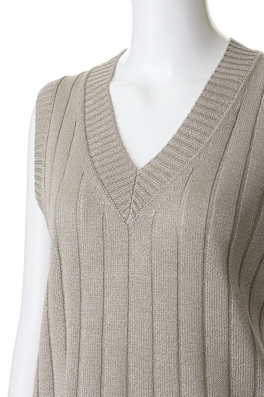 【ベイジ,/BEIGE,】のOPTICAL(オプティカル)/ペーパーヤーン Vネックリブニット 人気、トレンドファッション・服の通販 founy(ファニー) 　ファッション　Fashion　レディースファッション　Fashion for Women　トップス・カットソー　Cut & Sew Tops　ニット　Knit Tops & Sweaters　カジュアルプルオーバー・ニットトップス　Pullovers & Knit Tops / Casual Pullovers　Vネックトップス　V-Neck Tops / V-Cut Neckline Shirts　ジャケット　Jacket, Outerwear　デコルテ　Décolleté, Neckline　ノースリーブ　Sleeveless, No-Sleeve　ワイドリブ　Wide Rib, Wide Ribbed Knit　新作・新入荷　New Arrivals / New In　軽量　Lightweight, Ultra Light　other-5|ID: prp329100004923375 ipo3291000000036942551