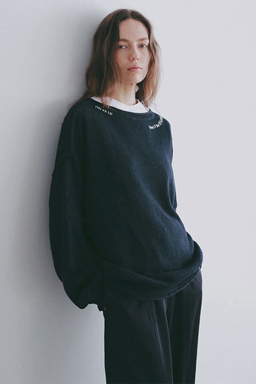 【エトレトウキョウ/ETRE TOKYO】のエンブロイダリーローゲージニットプルオーバー インテリア・キッズ・メンズ・レディースファッション・服の通販 founy(ファニー) 　ファッション　Fashion　レディースファッション　Fashion for Women　トップス・カットソー　Cut & Sew Tops　ニット　Knit Tops & Sweaters　カジュアルプルオーバー・ニットトップス　Pullovers & Knit Tops / Casual Pullovers　グラフィック　Graphic, Graphic Design　吸水　Absorbent, Quick-Dry　ショート　Short, Short Length　スラックス　Slacks, Dress Pants　ハンド　Hand, Handmade　ボトム　Bottoms, Lower Wear　ワイド　Wide, Wide Fit　再入荷　Restock / Back in Stock　おすすめ　Recommended / Our Picks　ネイビー|ID: prp329100004923397 ipo3291000000036942682