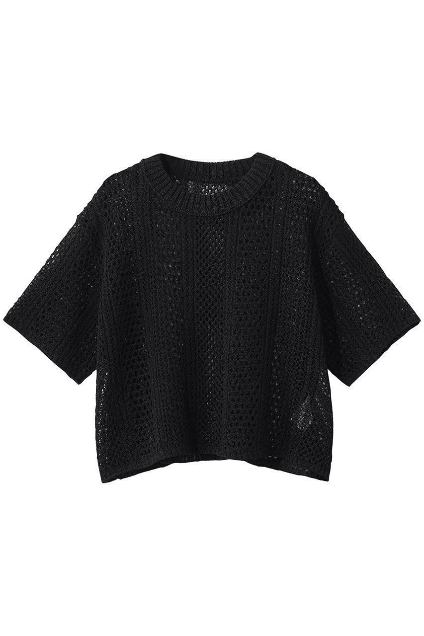 【ベイジ,/BEIGE,】のATACAM(アタカム)/パターンメッシュ ハーフニット インテリア・キッズ・メンズ・レディースファッション・服の通販 founy(ファニー) 　ファッション　Fashion　レディースファッション　Fashion for Women　トップス・カットソー　Cut & Sew Tops　ニット　Knit Tops & Sweaters　カジュアルプルオーバー・ニットトップス　Pullovers & Knit Tops / Casual Pullovers　ハーフ　Half, Half-Length　パターン　Pattern, Design Print　ボックス　Boxy, Box Shape　メッシュ　Mesh, Net Fabric　エレガント 上品　Elegant　半袖　Short Sleeve, Half Sleeve　夏　Summer　定番　Standard, Basic Item　新作・新入荷　New Arrivals / New In　Black|ID: prp329100004923399 ipo3291000000036942705