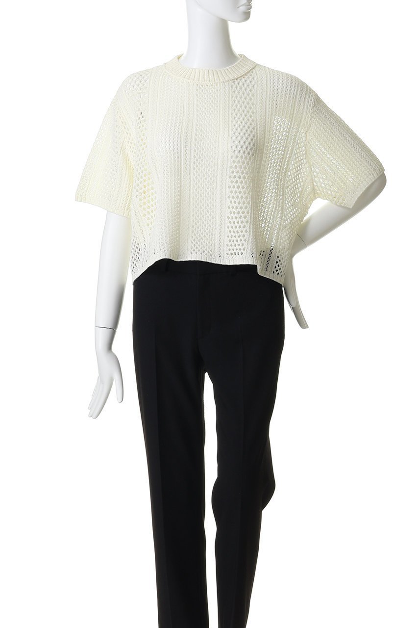 【ベイジ,/BEIGE,】のATACAM(アタカム)/パターンメッシュ ハーフニット 人気、トレンドファッション・服の通販 founy(ファニー) 　ファッション　Fashion　レディースファッション　Fashion for Women　トップス・カットソー　Cut & Sew Tops　ニット　Knit Tops & Sweaters　カジュアルプルオーバー・ニットトップス　Pullovers & Knit Tops / Casual Pullovers　ハーフ　Half, Half-Length　パターン　Pattern, Design Print　ボックス　Boxy, Box Shape　メッシュ　Mesh, Net Fabric　エレガント 上品　Elegant　半袖　Short Sleeve, Half Sleeve　夏　Summer　定番　Standard, Basic Item　新作・新入荷　New Arrivals / New In　other-2|ID: prp329100004923399 ipo3291000000036942706