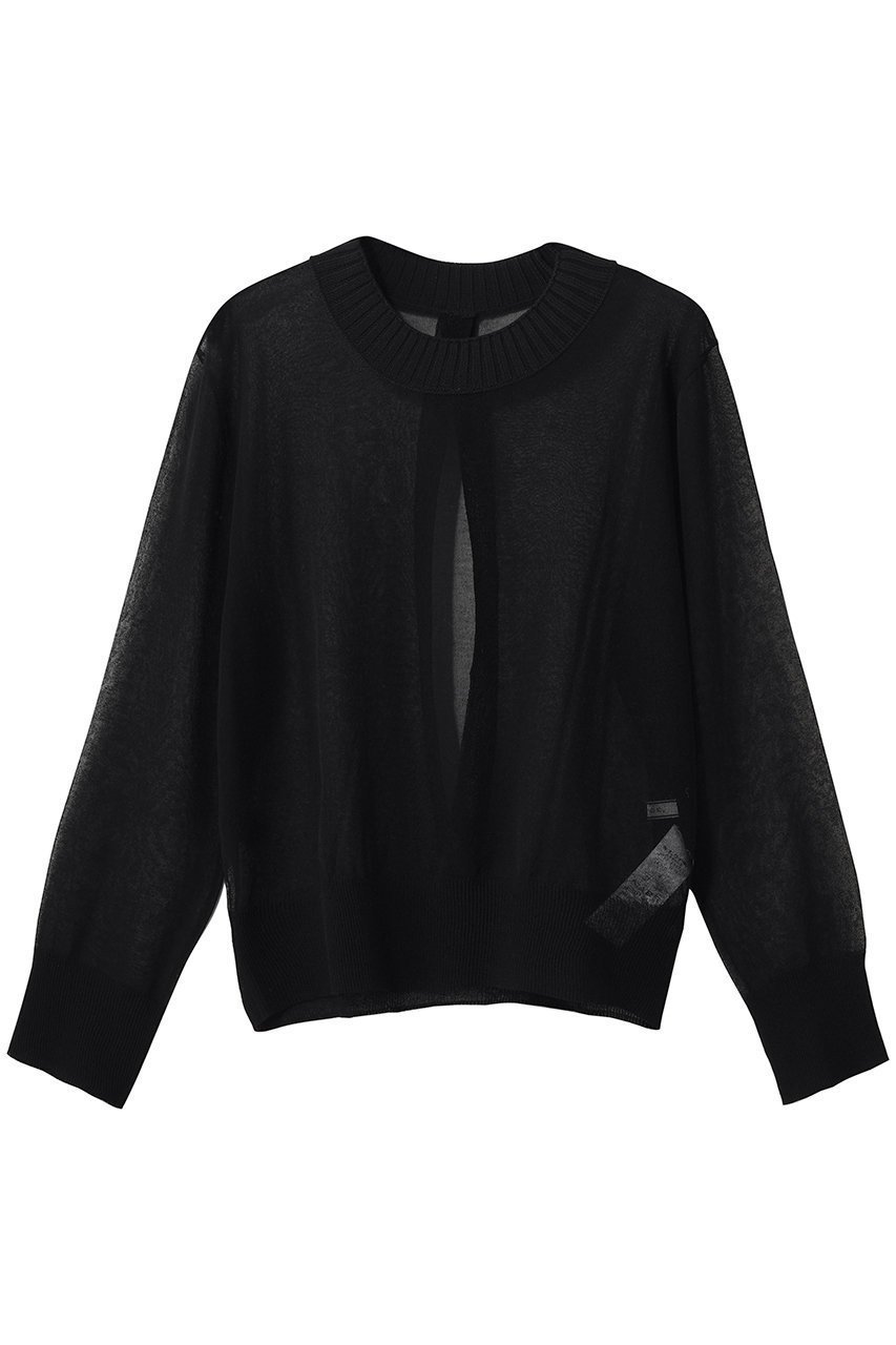 【ベイジ,/BEIGE,】のPYRRHOT(ピロート)/シアーコンビ バックスリットプルオーバー インテリア・キッズ・メンズ・レディースファッション・服の通販 founy(ファニー) 　ファッション　Fashion　レディースファッション　Fashion for Women　トップス・カットソー　Cut & Sew Tops　ニット　Knit Tops & Sweaters　カジュアルプルオーバー・ニットトップス　Pullovers & Knit Tops / Casual Pullovers　コンビ　Combo, Combination Style　シアー　Sheer, See-Through　スリット　Slit, Slit Detail　バランス　Balance, Style Balance　ボトム　Bottoms, Lower Wear　エレガント 上品　Elegant　新作・新入荷　New Arrivals / New In　Black|ID: prp329100004923401 ipo3291000000036942714