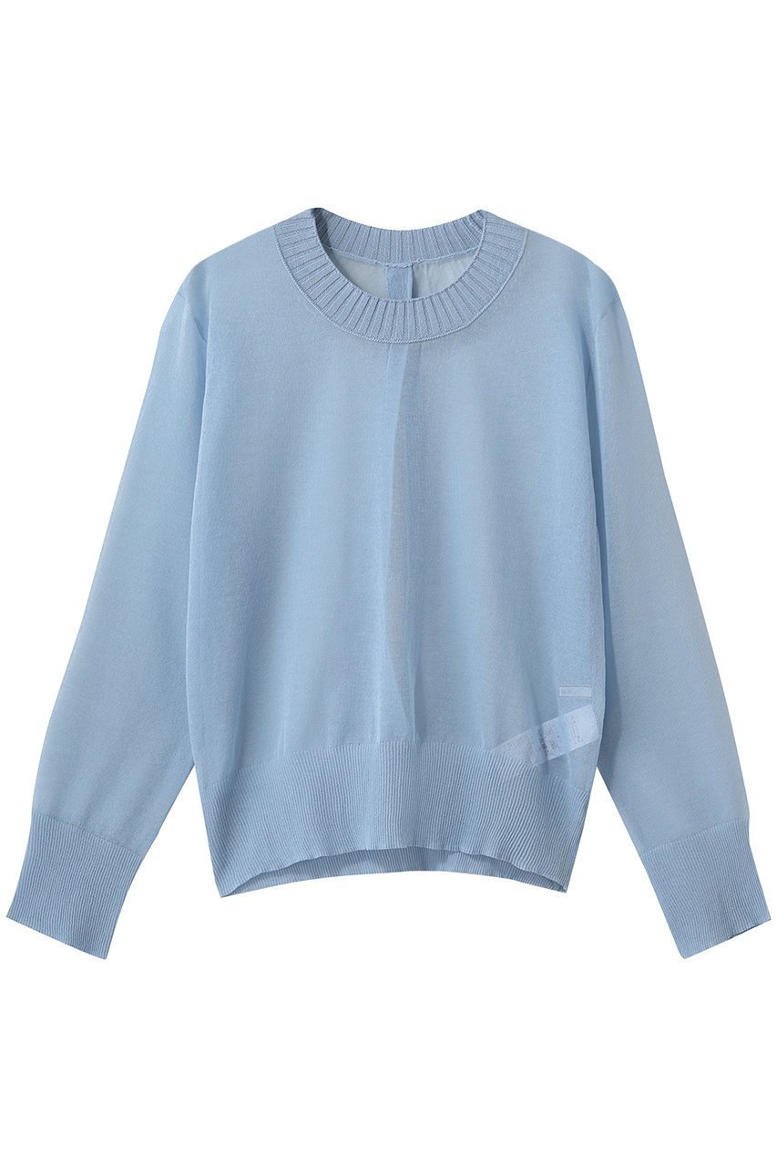 【ベイジ,/BEIGE,】のPYRRHOT(ピロート)/シアーコンビ バックスリットプルオーバー インテリア・キッズ・メンズ・レディースファッション・服の通販 founy(ファニー) 　ファッション　Fashion　レディースファッション　Fashion for Women　トップス・カットソー　Cut & Sew Tops　ニット　Knit Tops & Sweaters　カジュアルプルオーバー・ニットトップス　Pullovers & Knit Tops / Casual Pullovers　コンビ　Combo, Combination Style　シアー　Sheer, See-Through　スリット　Slit, Slit Detail　バランス　Balance, Style Balance　ボトム　Bottoms, Lower Wear　エレガント 上品　Elegant　新作・新入荷　New Arrivals / New In　Sax|ID: prp329100004923401 ipo3291000000036942715