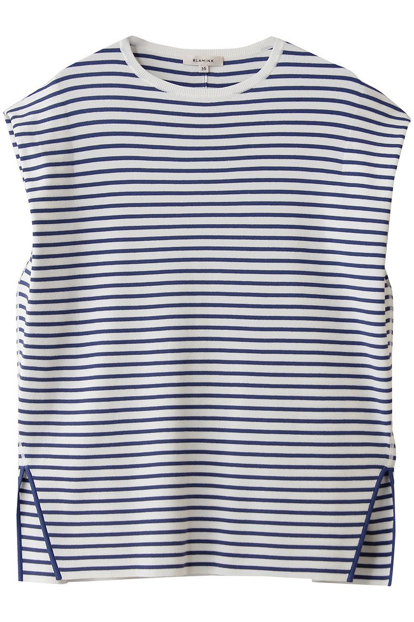 【ブラミンク/BLAMINK】の18Gボーダーニットベスト インテリア・キッズ・メンズ・レディースファッション・服の通販 founy(ファニー) 　ファッション　Fashion　レディースファッション　Fashion for Women　トップス・カットソー　Cut & Sew Tops　ニット　Knit Tops & Sweaters　ベスト&ジレ / 重ね着スタイル　Vests & Gilets　カジュアルプルオーバー・ニットトップス　Pullovers & Knit Tops / Casual Pullovers　ベスト　Vest, Waistcoat　ボーダー　Border, Stripe　エレガント 上品　Elegant　夏　Summer　定番　Standard, Basic Item　新作・新入荷　New Arrivals / New In　春　Spring　S/S・春夏　SS, Spring/Summer, Warm Season　ロイヤル|ID: prp329100004923404 ipo3291000000036942738