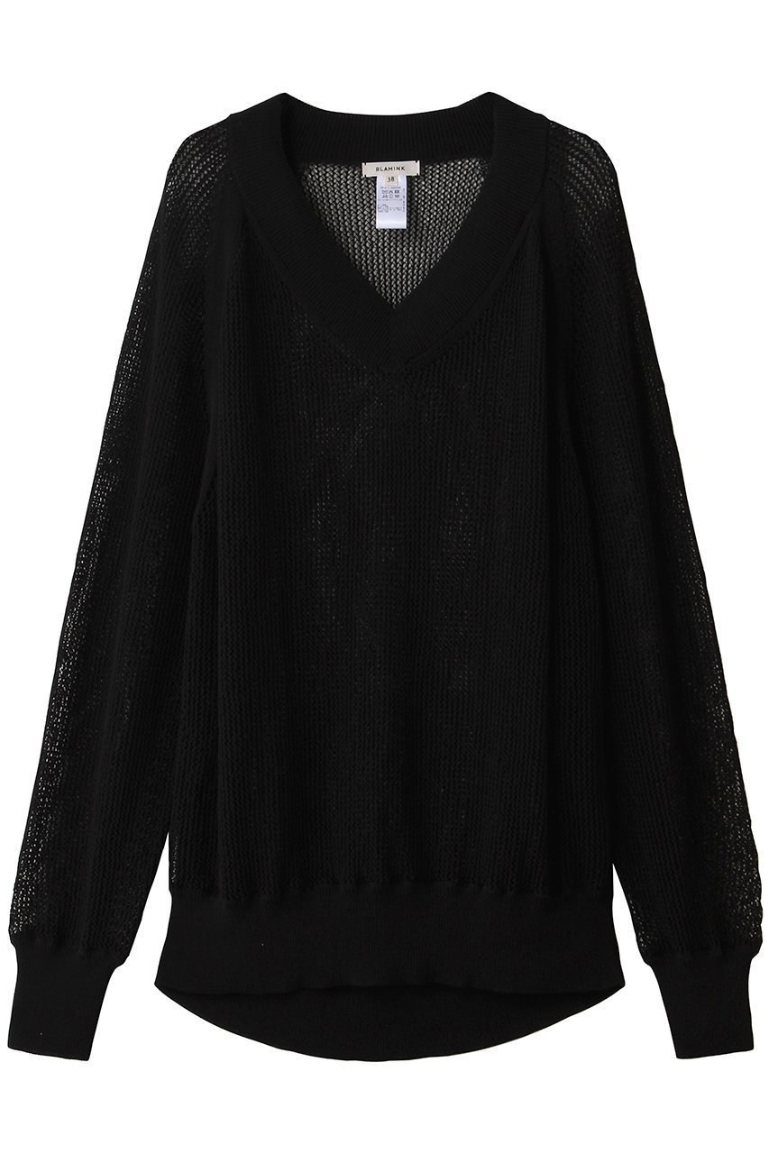 【ブラミンク/BLAMINK】の7GメッシュVネックニット インテリア・キッズ・メンズ・レディースファッション・服の通販 founy(ファニー) ファッション Fashion レディースファッション Fashion for Women トップス・カットソー Cut & Sew Tops ニット Knit Tops & Sweaters カジュアルプルオーバー・ニットトップス Pullovers & Knit Tops / Casual Pullovers Vネックトップス V-Neck Tops / V-Cut Neckline Shirts バランス Balance, Style Balance ボトム Bottoms, Lower Wear メッシュ Mesh, Net Fabric エレガント 上品 Elegant 夏 Summer 新作・新入荷 New Arrivals / New In ブラック|ID: prp329100004923406 ipo3291000000036942750