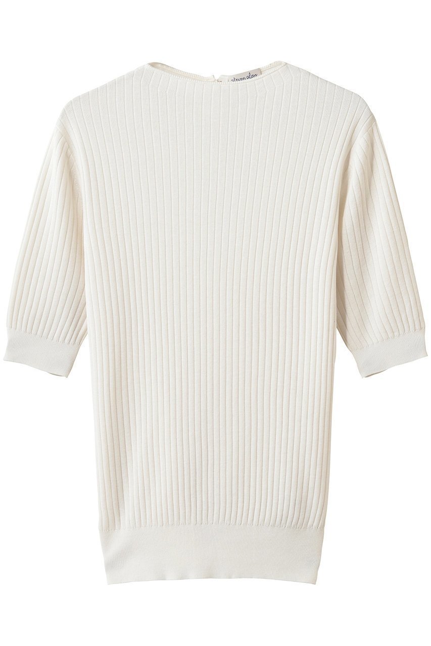 【スティーブンアラン/steven alan】のボトルネック ハーフスリーブ ニット インテリア・キッズ・メンズ・レディースファッション・服の通販 founy(ファニー) 　ファッション　Fashion　レディースファッション　Fashion for Women　トップス・カットソー　Cut & Sew Tops　ニット　Knit Tops & Sweaters　カジュアルプルオーバー・ニットトップス　Pullovers & Knit Tops / Casual Pullovers　シルク　Silk, 100% Silk　スリーブ　Sleeve, Long Sleeve / Short Sleeve　センター　Center, Center Line　デニム　Denim, Jeans Material　ハーフ　Half, Half-Length　ボトム　Bottoms, Lower Wear　ボトルネック　Bottle Neck, Mock Neck　定番　Standard, Basic Item　新作・新入荷　New Arrivals / New In　オフホワイト|ID: prp329100004923419 ipo3291000000036942838