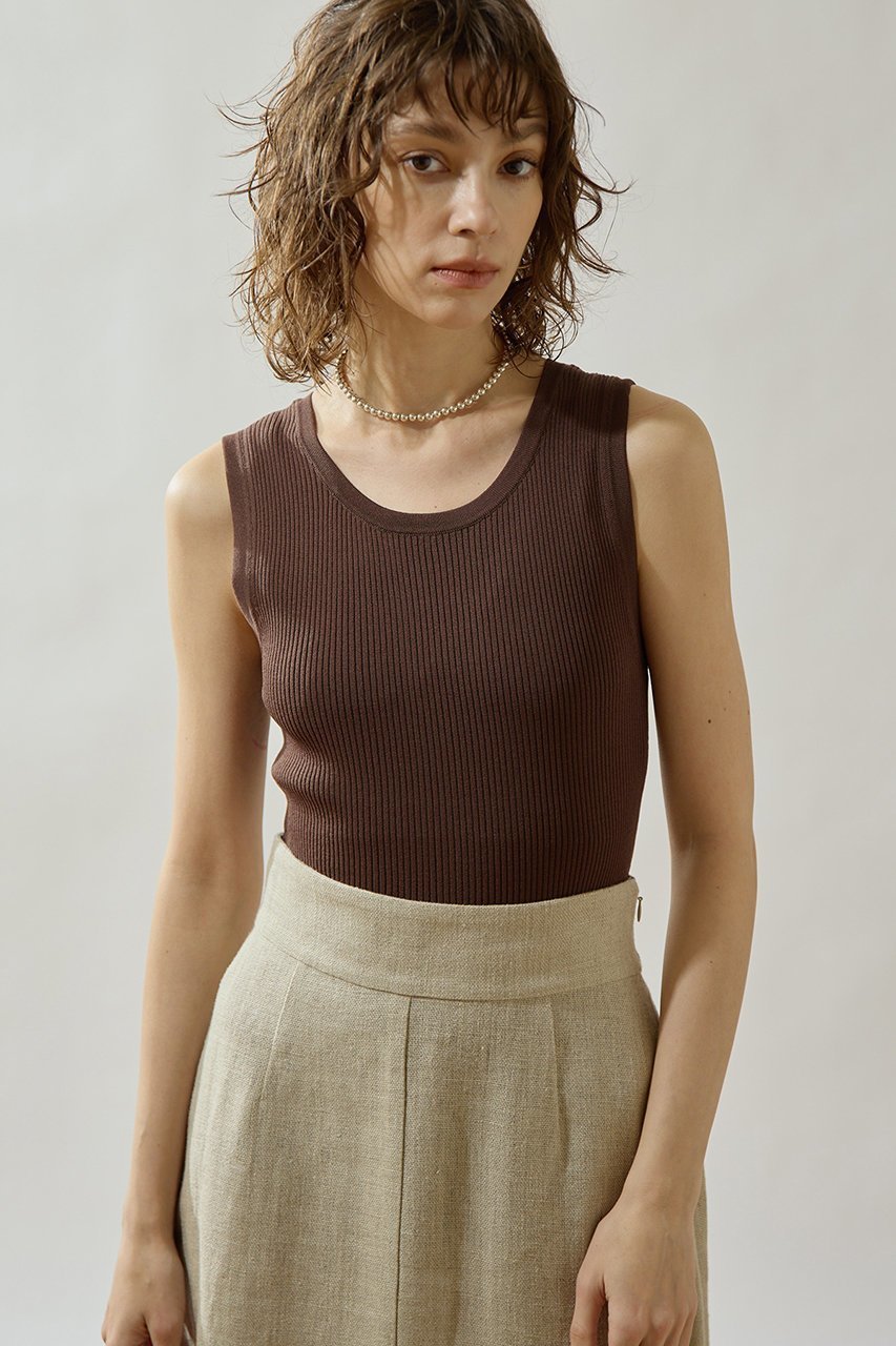 【ウィムガゼット/Whim Gazette】の【Drawing Numbers】リブニットタンク インテリア・キッズ・メンズ・レディースファッション・服の通販 founy(ファニー) 　ファッション　Fashion　レディースファッション　Fashion for Women　トップス・カットソー　Cut & Sew Tops　ニット　Knit Tops & Sweaters　カジュアルプルオーバー・ニットトップス　Pullovers & Knit Tops / Casual Pullovers　おすすめ　Recommended / Our Picks　インナー　Innerwear　カーディガン　Cardigan, Knitwear　ショルダー　Shoulder, Shoulder Strap　ジャケット　Jacket, Outerwear　ボトム　Bottoms, Lower Wear　リブニット　Rib Knit, Ribbed Knit　再入荷　Restock / Back in Stock　ブラウン|ID: prp329100004923440 ipo3291000000036942969