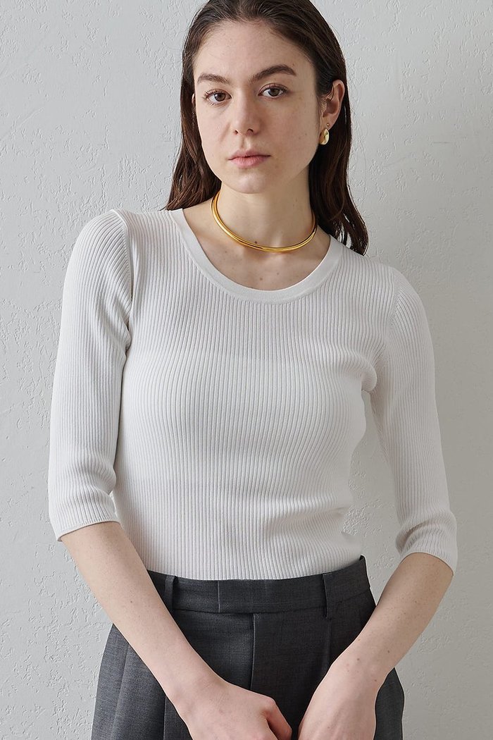 【ウィムガゼット/Whim Gazette】の【Drawing Numbers】リブハーフスリーブニット インテリア・キッズ・メンズ・レディースファッション・服の通販 founy(ファニー) https://founy.com/ ファッション Fashion レディースファッション Fashion for Women トップス・カットソー Cut & Sew Tops ニット Knit Tops & Sweaters カジュアルプルオーバー・ニットトップス Pullovers & Knit Tops / Casual Pullovers インナー Innerwear クラシック Classic, Timeless Style シンプル Simple, Minimal デコルテ Décolleté, Neckline ラウンド Round, Round Neck リブニット Rib Knit, Ribbed Knit エレガント 上品 Elegant 新作・新入荷 New Arrivals / New In |ID: prp329100004923445 ipo3291000000036942987