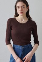 【ウィムガゼット/Whim Gazette】の【Drawing Numbers】リブハーフスリーブニット ブラウン|ID: prp329100004923445 ipo3291000000036942991