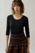 【ウィムガゼット/Whim Gazette】の【Drawing Numbers】リブハーフスリーブニット ブラック|ID: prp329100004923445 ipo3291000000036942993