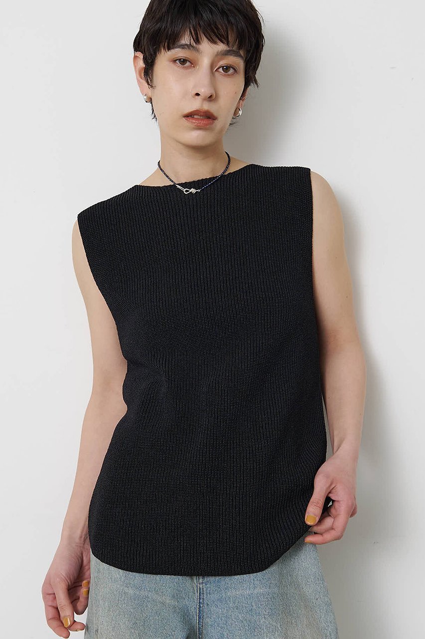 【ウィムガゼット/Whim Gazette】のペーパーノースリーブニット インテリア・キッズ・メンズ・レディースファッション・服の通販 founy(ファニー) 　ファッション　Fashion　レディースファッション　Fashion for Women　トップス・カットソー　Cut & Sew Tops　ニット　Knit Tops & Sweaters　キャミソール&ノースリーブ　Camisoles & Sleeveless Tops　カジュアルプルオーバー・ニットトップス　Pullovers & Knit Tops / Casual Pullovers　シンプル　Simple, Minimal　ノースリーブ　Sleeveless, No-Sleeve　エレガント 上品　Elegant　新作・新入荷　New Arrivals / New In　ブラック|ID: prp329100004923467 ipo3291000000036943128