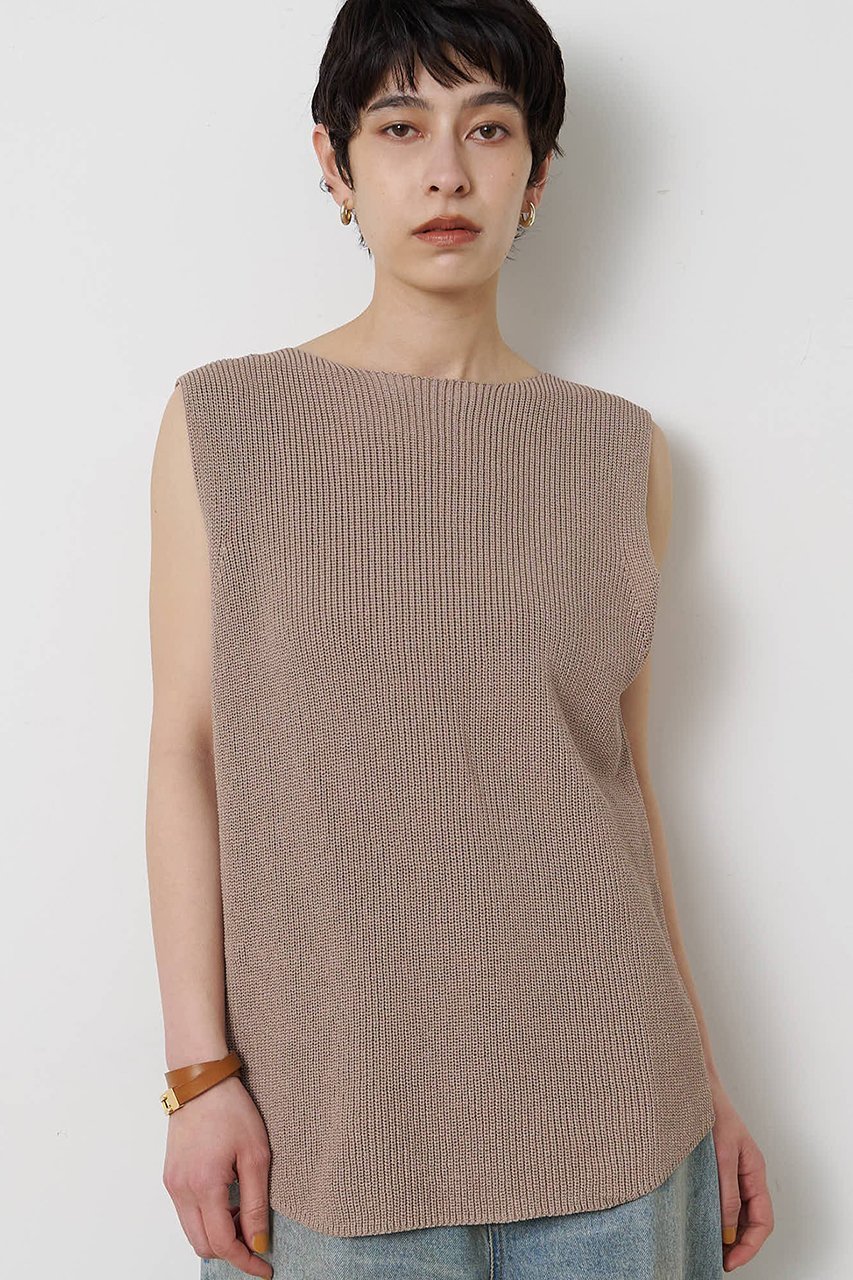 【ウィムガゼット/Whim Gazette】のペーパーノースリーブニット インテリア・キッズ・メンズ・レディースファッション・服の通販 founy(ファニー) 　ファッション　Fashion　レディースファッション　Fashion for Women　トップス・カットソー　Cut & Sew Tops　ニット　Knit Tops & Sweaters　キャミソール&ノースリーブ　Camisoles & Sleeveless Tops　カジュアルプルオーバー・ニットトップス　Pullovers & Knit Tops / Casual Pullovers　シンプル　Simple, Minimal　ノースリーブ　Sleeveless, No-Sleeve　エレガント 上品　Elegant　新作・新入荷　New Arrivals / New In　モカ|ID: prp329100004923467 ipo3291000000036943130
