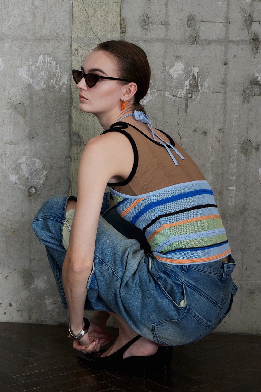 【メゾンスペシャル/MAISON SPECIAL】のBorder American Sleeve Knit Tank/ボーダーアメスリニットタンク 人気、トレンドファッション・服の通販 founy(ファニー) 　ファッション　Fashion　レディースファッション　Fashion for Women　トップス・カットソー　Cut & Sew Tops　ニット　Knit Tops & Sweaters　カジュアルプルオーバー・ニットトップス　Pullovers & Knit Tops / Casual Pullovers　インナー　Innerwear　カラフル　Colorful Design　キャミソール　Camisole, Spaghetti Strap Top　タンク　Tank Top, Sleeveless Top　ビスチェ　Bustier, Corset Top　ボーダー　Border, Stripe　夏　Summer　新作・新入荷　New Arrivals / New In　other-5|ID: prp329100004923470 ipo3291000000036943160