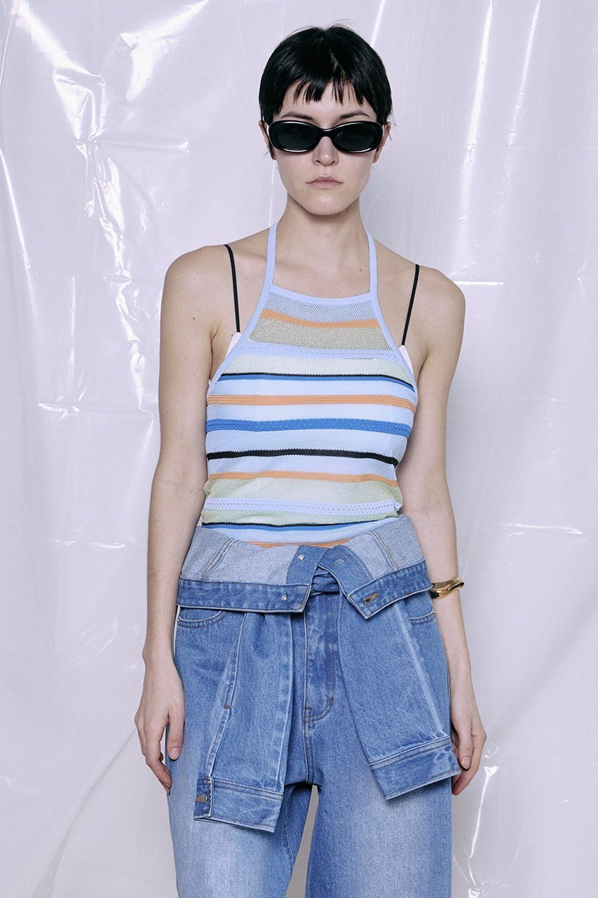 【メゾンスペシャル/MAISON SPECIAL】のBorder American Sleeve Knit Tank/ボーダーアメスリニットタンク 人気、トレンドファッション・服の通販 founy(ファニー) 　ファッション　Fashion　レディースファッション　Fashion for Women　トップス・カットソー　Cut & Sew Tops　ニット　Knit Tops & Sweaters　カジュアルプルオーバー・ニットトップス　Pullovers & Knit Tops / Casual Pullovers　インナー　Innerwear　カラフル　Colorful Design　キャミソール　Camisole, Spaghetti Strap Top　タンク　Tank Top, Sleeveless Top　ビスチェ　Bustier, Corset Top　ボーダー　Border, Stripe　夏　Summer　新作・新入荷　New Arrivals / New In　other-6|ID: prp329100004923470 ipo3291000000036943163