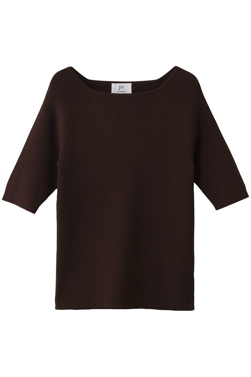 【プルミエ アロンディスモン/1er Arrondissement】のボートネックハーフスリーブニット 人気、トレンドファッション・服の通販 founy(ファニー) 　ファッション　Fashion　レディースファッション　Fashion for Women　トップス・カットソー　Cut & Sew Tops　ニット　Knit Tops & Sweaters　カジュアルプルオーバー・ニットトップス　Pullovers & Knit Tops / Casual Pullovers　インナー　Innerwear　ジャケット　Jacket, Outerwear　フィット　Fit, Slim Fit　ワイド　Wide, Wide Fit　エレガント 上品　Elegant　半袖　Short Sleeve, Half Sleeve　夏　Summer　定番　Standard, Basic Item　新作・新入荷　New Arrivals / New In　 other-1|ID: prp329100004923473 ipo3291000000036943166