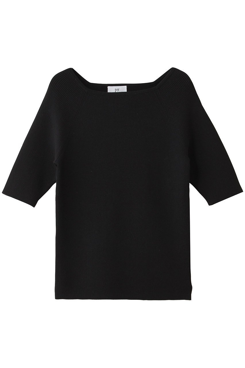 【プルミエ アロンディスモン/1er Arrondissement】のボートネックハーフスリーブニット インテリア・キッズ・メンズ・レディースファッション・服の通販 founy(ファニー) 　ファッション　Fashion　レディースファッション　Fashion for Women　トップス・カットソー　Cut & Sew Tops　ニット　Knit Tops & Sweaters　カジュアルプルオーバー・ニットトップス　Pullovers & Knit Tops / Casual Pullovers　インナー　Innerwear　ジャケット　Jacket, Outerwear　フィット　Fit, Slim Fit　ワイド　Wide, Wide Fit　エレガント 上品　Elegant　半袖　Short Sleeve, Half Sleeve　夏　Summer　定番　Standard, Basic Item　新作・新入荷　New Arrivals / New In　ブラック|ID: prp329100004923473 ipo3291000000036943169