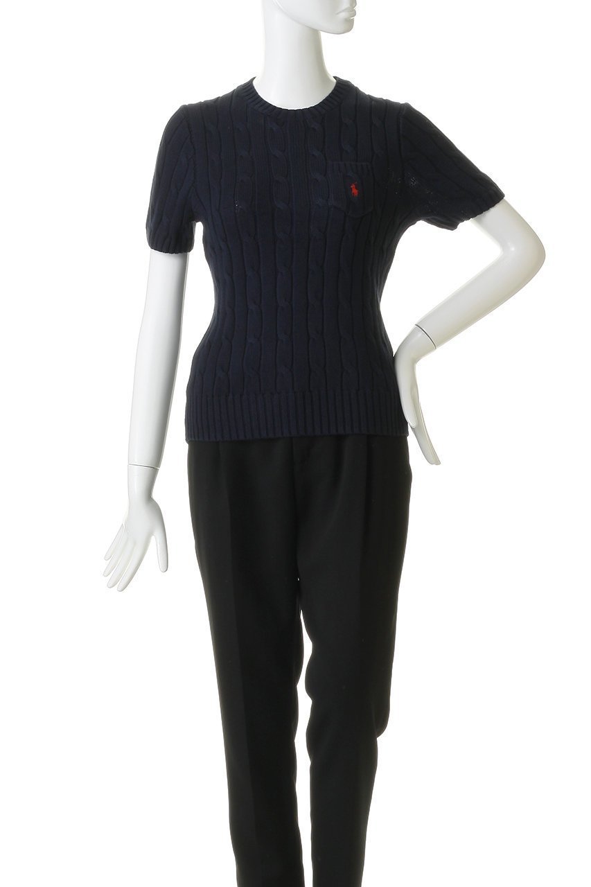 【ラルフローレン/RALPH LAUREN】の【POLO RALPH LAUREN】ケーブルニット コットン ショートスリーブ セーター 人気、トレンドファッション・服の通販 founy(ファニー) 　ファッション　Fashion　レディースファッション　Fashion for Women　トップス・カットソー　Cut & Sew Tops　ニット　Knit Tops & Sweaters　カジュアルプルオーバー・ニットトップス　Pullovers & Knit Tops / Casual Pullovers　ショート　Short, Short Length　シンプル　Simple, Minimal　スリム　Slim, Slim Fit　スリーブ　Sleeve, Long Sleeve / Short Sleeve　セーター　Sweater, Knitwear　バランス　Balance, Style Balance　パッチ　Patch, Appliqué　フィット　Fit, Slim Fit　ポケット　Pocket, Pocket Detail　エレガント 上品　Elegant　半袖　Short Sleeve, Half Sleeve　新作・新入荷　New Arrivals / New In　other-2|ID: prp329100004923480 ipo3291000000036943212