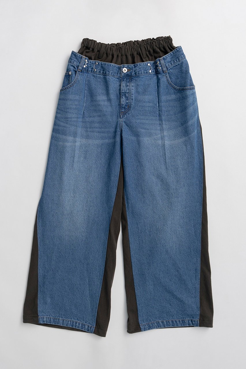 【メゾンスペシャル/MAISON SPECIAL】の2WAY Back French Terry Denim Pants/2WAYバックスウェットデニムパンツ インテリア・キッズ・メンズ・レディースファッション・服の通販 founy(ファニー) 　ファッション　Fashion　レディースファッション　Fashion for Women　パンツ　Pants & Trousers　デニムパンツ・ジーンズ・美脚デニム　Denim Jeans & Pants　バッグ　Bags　コンビ　Combo, Combination Style　スウェット / スエット　Sweatshirt, Sweatwear　デニム　Denim, Jeans Material　フォルム　Silhouette, Form　フロント　Front, Front Design　ワイド　Wide, Wide Fit　新作・新入荷　New Arrivals / New In　BLU(ブルー)|ID: prp329100004923676 ipo3291000000036944476