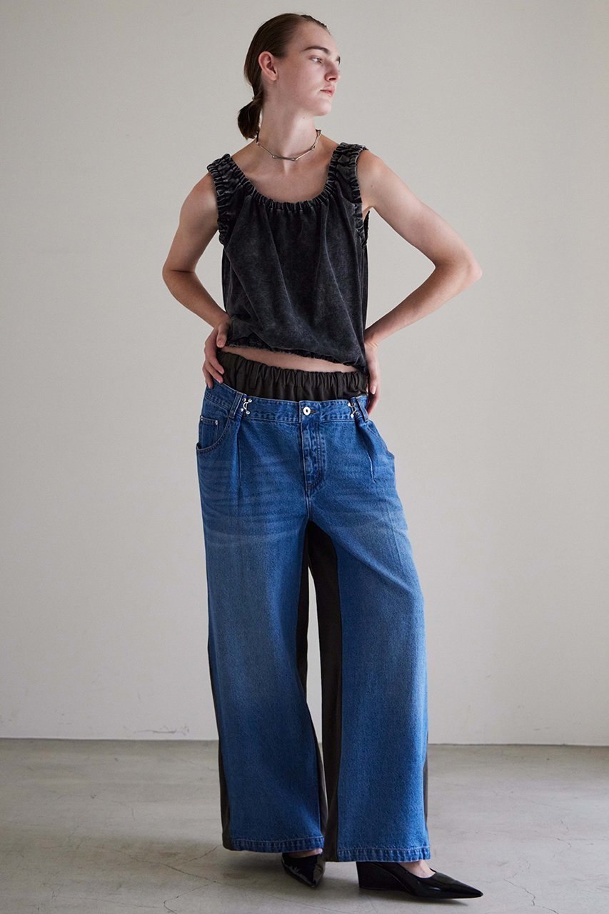 【メゾンスペシャル/MAISON SPECIAL】の2WAY Back French Terry Denim Pants/2WAYバックスウェットデニムパンツ 人気、トレンドファッション・服の通販 founy(ファニー) 　ファッション　Fashion　レディースファッション　Fashion for Women　パンツ　Pants & Trousers　デニムパンツ・ジーンズ・美脚デニム　Denim Jeans & Pants　バッグ　Bags　コンビ　Combo, Combination Style　スウェット / スエット　Sweatshirt, Sweatwear　デニム　Denim, Jeans Material　フォルム　Silhouette, Form　フロント　Front, Front Design　ワイド　Wide, Wide Fit　新作・新入荷　New Arrivals / New In　other-3|ID: prp329100004923676 ipo3291000000036944481