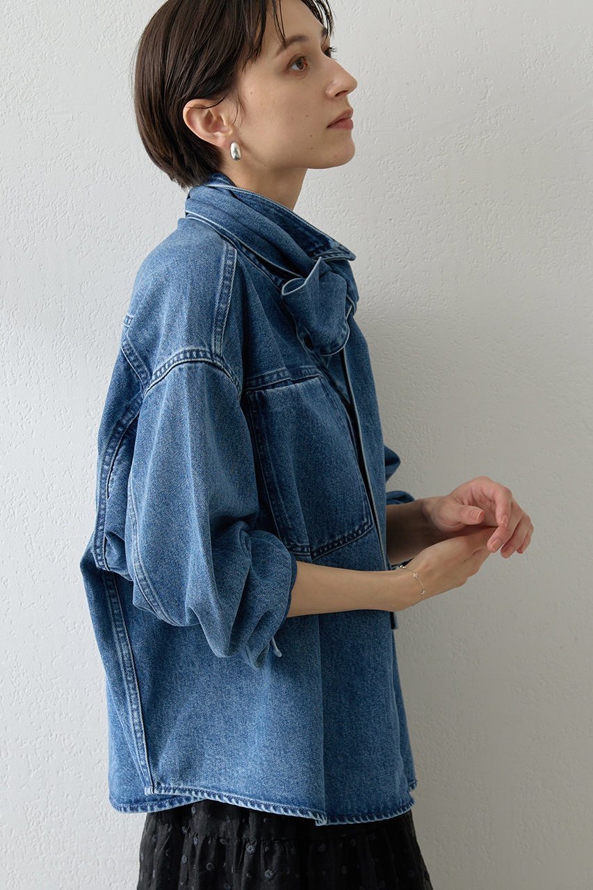 【ウィムガゼット/Whim Gazette】のデニムボウタイシャツ 人気、トレンドファッション・服の通販 founy(ファニー) 　ファッション　Fashion　レディースファッション　Fashion for Women　トップス・カットソー　Cut & Sew Tops　シャツ・ブラウス・オフィスカジュアル　Elegant Blouses & Button-Ups　シンプル　Simple, Minimal　スリーブ　Sleeve, Long Sleeve / Short Sleeve　セットアップ　Set-Up, Coordinated Outfit　デニム　Denim, Jeans Material　ドレープ　Drape, Draping Fabric　バランス　Balance, Style Balance　フェミニン　Feminine, Girly　ブリーチ　Bleach, Washed Finish　ロング　Long, Long-Length　再入荷　Restock / Back in Stock　おすすめ　Recommended / Our Picks　other-5|ID: prp329100004923754 ipo3291000000036945061