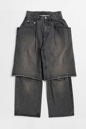 【メゾンスペシャル/MAISON SPECIAL】のLayered Denim Pants/レイヤードデニムパンツ 大人の最旬トレンドファッション＆コーディネート founy(ファウニー) ファッション Fashion レディースファッション Fashion for Women パンツ Pants & Trousers デニムパンツ・ジーンズ・美脚デニム Denim Jeans & Pants スリット Slit, Slit Detail デニム Denim, Jeans Material ハーフ Half, Half-Length バランス Balance, Style Balance フォルム Silhouette, Form ロング Long, Long-Length |ID:prp329100004923765