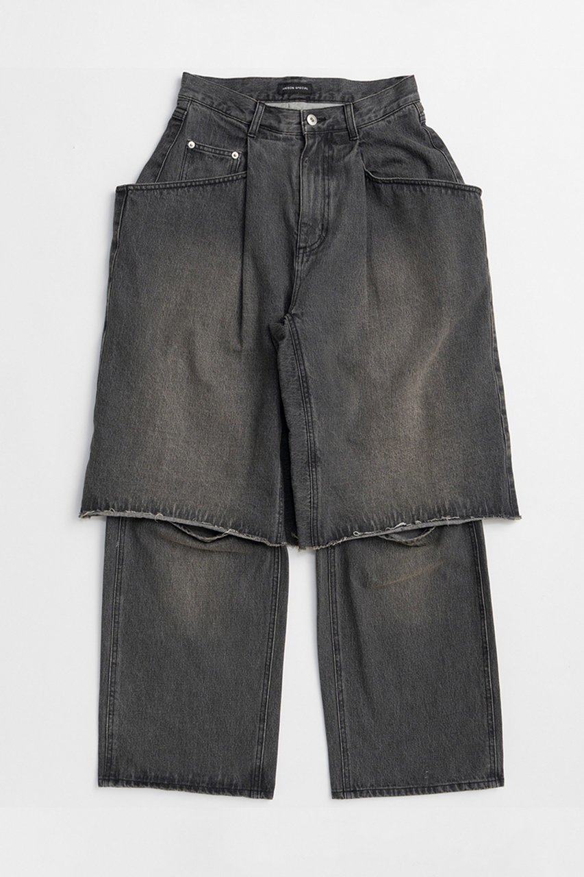 【メゾンスペシャル/MAISON SPECIAL】のLayered Denim Pants/レイヤードデニムパンツ 人気、トレンドファッション・服の通販 founy(ファニー) 　ファッション　Fashion　レディースファッション　Fashion for Women　パンツ　Pants & Trousers　デニムパンツ・ジーンズ・美脚デニム　Denim Jeans & Pants　スリット　Slit, Slit Detail　デニム　Denim, Jeans Material　ハーフ　Half, Half-Length　バランス　Balance, Style Balance　フォルム　Silhouette, Form　ロング　Long, Long-Length　新作・新入荷　New Arrivals / New In　 other-1|ID: prp329100004923765 ipo3291000000036945121