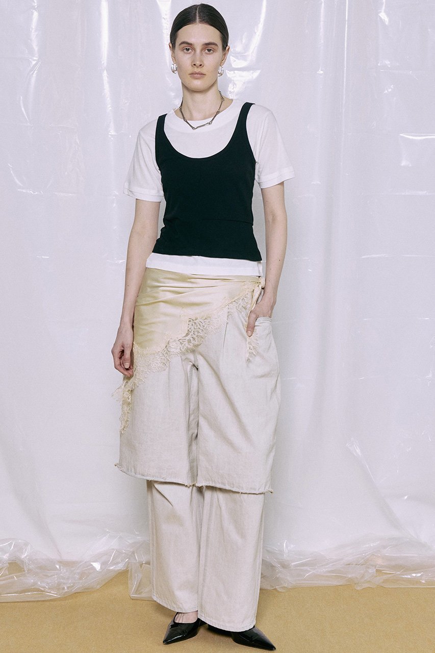【メゾンスペシャル/MAISON SPECIAL】のLayered Denim Pants/レイヤードデニムパンツ 人気、トレンドファッション・服の通販 founy(ファニー) 　ファッション　Fashion　レディースファッション　Fashion for Women　パンツ　Pants & Trousers　デニムパンツ・ジーンズ・美脚デニム　Denim Jeans & Pants　スリット　Slit, Slit Detail　デニム　Denim, Jeans Material　ハーフ　Half, Half-Length　バランス　Balance, Style Balance　フォルム　Silhouette, Form　ロング　Long, Long-Length　新作・新入荷　New Arrivals / New In　other-8|ID: prp329100004923765 ipo3291000000036945157