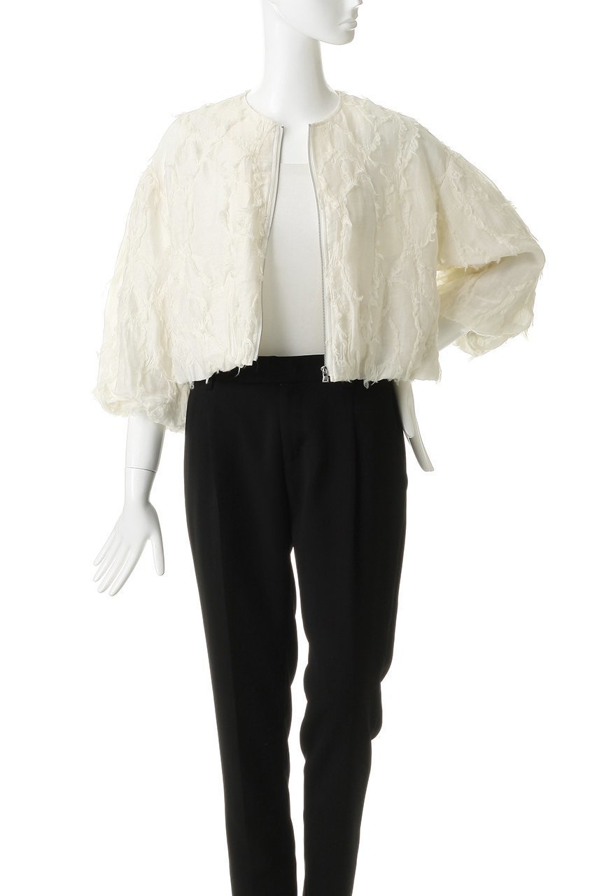 【デザイン ワークス/DESIGN WORKS】のアブストラクトカットジャガードブルゾン 人気、トレンドファッション・服の通販 founy(ファニー) 　ファッション　Fashion　レディースファッション　Fashion for Women　アウター　Coat / Outerwear Collection　レディースジャケット・軽アウター　Jackets　ブルゾンジャケット・スポーティアウター　Blouson Jackets　おすすめ　Recommended / Our Picks　ギャザー　Gathered, Ruffled　コンパクト　Compact, Small Size　シアー　Sheer, See-Through　シンプル　Simple, Minimal　ジャカード／ジャガード　Jacquard, Woven Pattern　ジャケット　Jacket, Outerwear　バランス　Balance, Style Balance　フリンジ　Fringe, Tassel　ブルゾン　Blouson, Bomber Jacket　新作・新入荷　New Arrivals / New In　春　Spring　羽織　Haori, Light Jacket　other-7|ID: prp329100004923782 ipo3291000000036945278